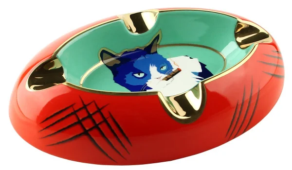 Cendrier Siglo Chat bleu/rouge